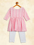 Vastramay SISHU Girl's Pink And White Chikankari Kurta Leggings Set